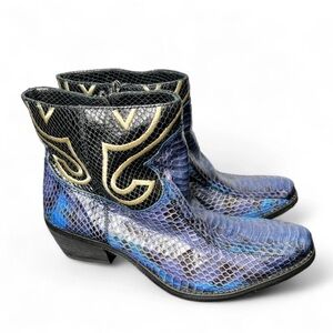 Vince Camuto Snakeskin Embroidery leather boots